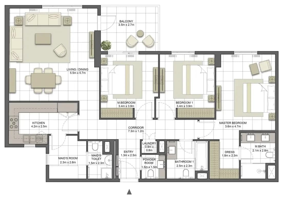 Crystal Residences Tower 2 3.5 Bedroom