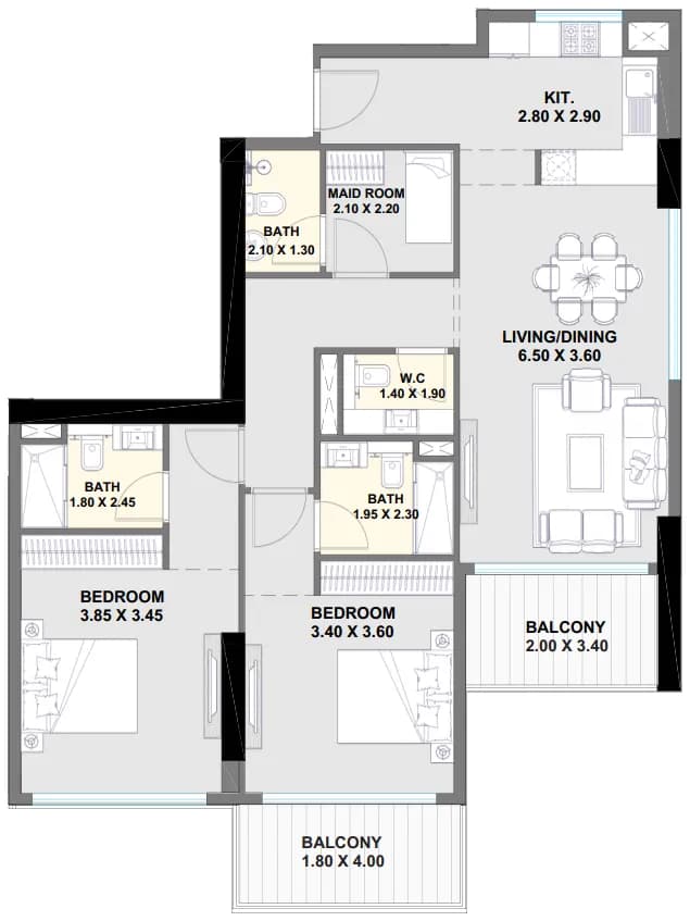 Ayaan Heights 1 2.5 Bedroom