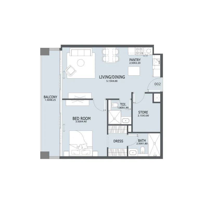 Al Ghaf 2 1.5 Bedroom