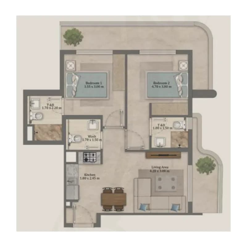 Elinor by Zoya 2 Bedroom