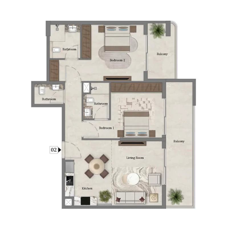 Mirari Lagoon by Zoya 2 Bedroom