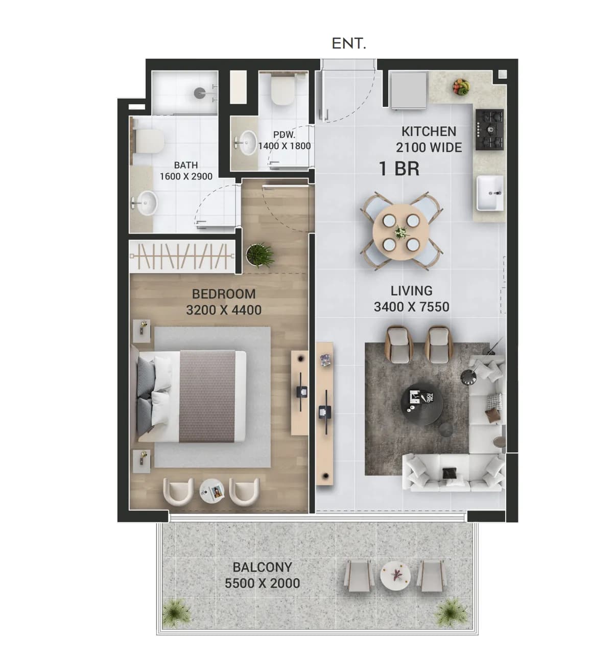 Empire Downtown - Jebel Ali 1 Bedroom