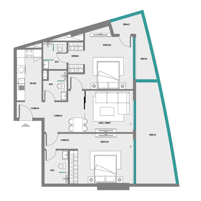 Samana Greenfield 2 2 Bedroom