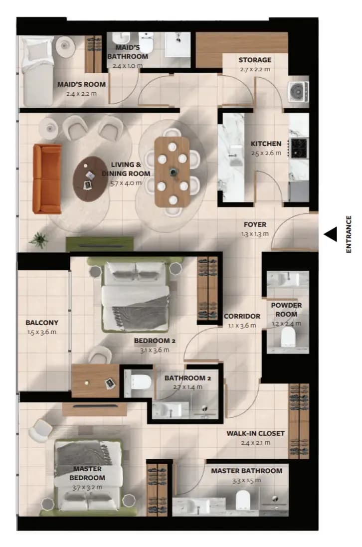Waada Dubai South 2 Bedroom