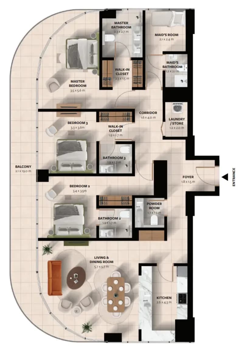 Waada Dubai South 3 Bedroom