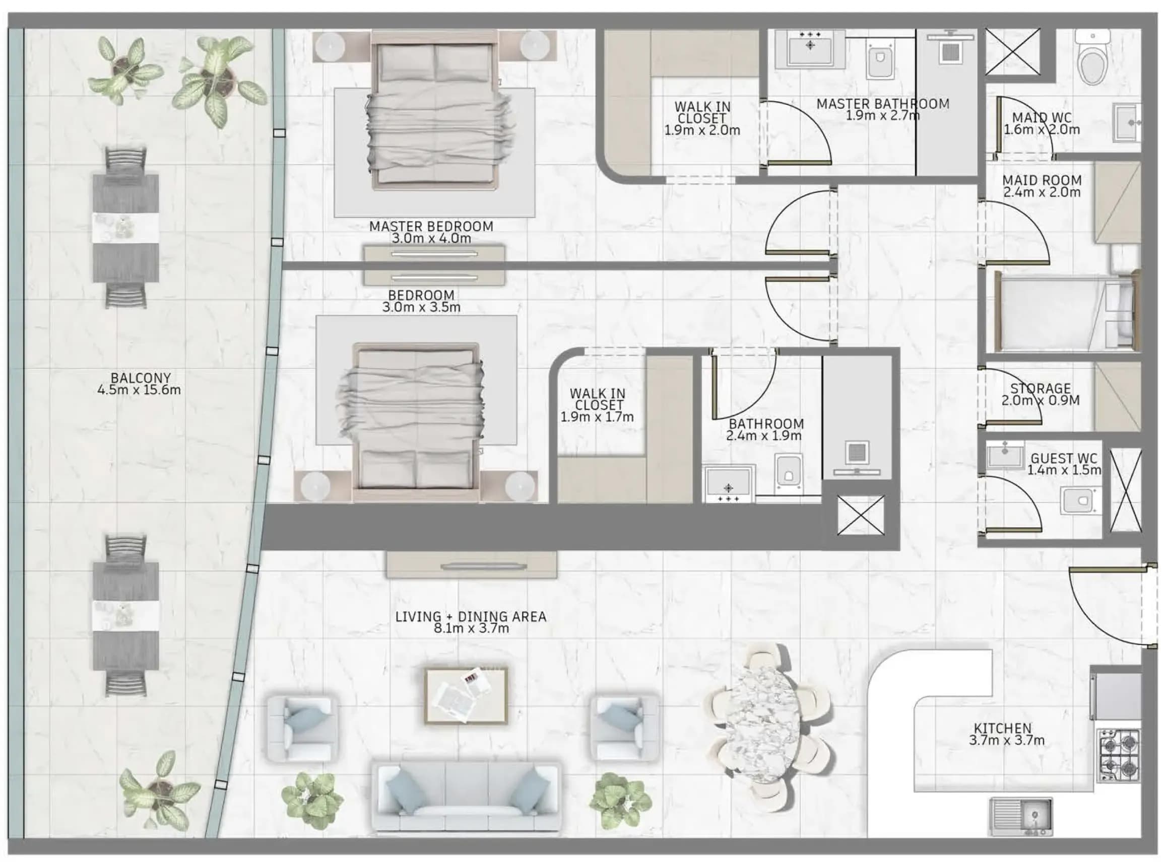 Al Habtoor Tower 2 Bedroom
