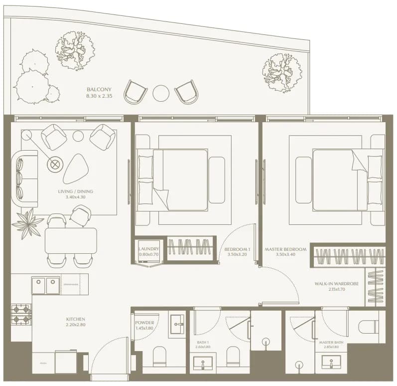 AYA Beachfront Residences 2 Bedroom
