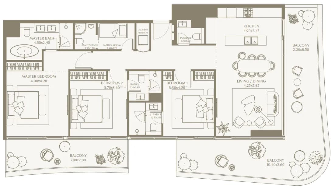 AYA Beachfront Residences 3 Bedroom